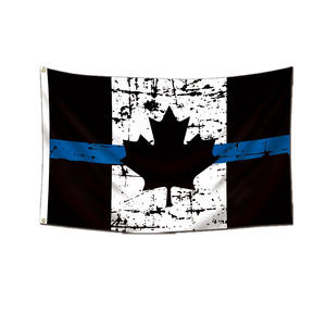 Meilleur prix polyester 3x5ft drapeaux nationaux de tous les pays Canada mince ligne bleue drapeau Canada drapeau en détresse - Product Image 3