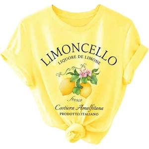 Camiseta Personalizada de Cuello Redondo Amarilla para Mujer, Manga Corta, 100% Algodón, Jersey Transpirable, Top de Verano - Product Image 3