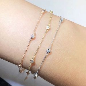 Pulseras de Cadena Fina con Diamantes Naturales Redondos de Oro Puro de 18k, Diseño de Marca Famosa Xinfly, Personalizadas y Modernas - Product Image 2