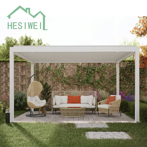 Pergola in Alluminio Verniciato a Polvere Grigio Scuro con Finitura Naturale Resistente alla Corrosione per Giardino di Villa - Product Image 2