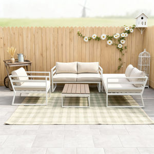 Conjunto Modular de Exterior de Grado Comercial de 4 Piezas con Estructura Resistente, Cojines Personalizables y Mesa de Madera para Uso en Hostelería - Product Image 2