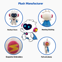 Personalisiertes Plüschtier Maßgefertigtes Weiches Spielzeug Maskottchen Angepasste Plüsch-Kuschelpuppe Flauschige Weiße Plüschpuppe Roboter Niedlicher Held