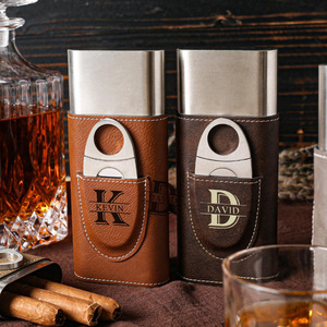 Étui de voyage personnalisé pour cigares avec porte-cigares en cuir OGO imprimé au laser, accessoire de fumeur de style américain, boîte à cigares en cuir - Product Image 1