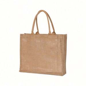 Sacs fourre-tout en jute réutilisables les plus populaires avec logo personnalisé pour le shopping et les activités - Product Image 6