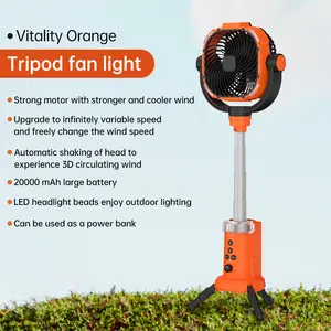Ceiling Fan With Light Powered Outdoor Household Cooling Fan Upright Shaking Head With Hanging Portable Rechargeable Fan