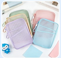 Carpeta de archivos de malla en forma de L, tamaño A4, bolsa para suministros escolares, bolsa de almacenamiento portátil, estuche con cremallera, organizador de documentos para conjunto de papelería