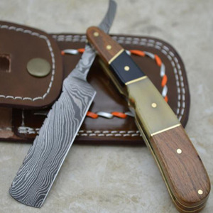 Wholesale Damascus Hair Removal <b>Beard</b> Shaving Straight Blade Razors Hand Made with Fancy Bone Handle - Product Image 4