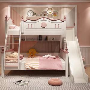 Cama Infantil de Princesa Tipo Castillo Litera para Niña Juego de Muebles para Dormitorio de Niñas en Rosa con Tobogán - Product Image 3