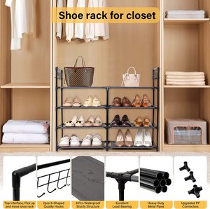 Metal Shoe Rack Shoe Organizer Stand Stackable Large Storage Organizer for Living Rooms and Home Shoe Racks for Home Versatile - Product Image 3