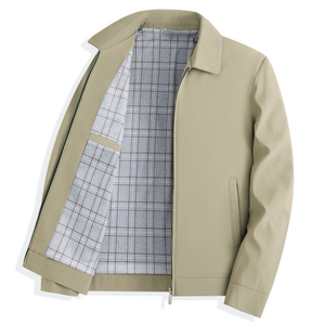 Chaqueta de Negocios para Hombre YZ, Estilo Regular, <span class=keywords><strong>Primavera</strong></span>-Otoño, Resistente al Viento, Talla Grande, Tejido de Poliéster Teñido, Chaqueta Utilitaria - Product Image 1