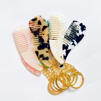 Porte-clés de poche en acétate acétique pour femmes et enfants, Mini pendentif, pierre de tortue, coloré, Portable, de voyage, avec Mini pendentif, peignes à cheveux