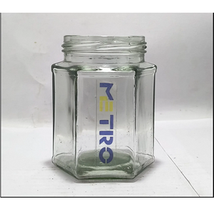 Frasco de Vidrio Hexagonal Premium de 400 ml, Apto para Alimentos, con Tapa Hermética, para Almacenar Miel, Mermelada y Especias, para Uso en la Cocina del Hogar - Product Image 1