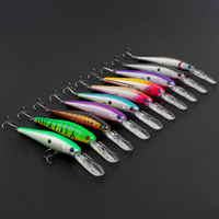 Kit de 10 leurres durs de type Minnow Jerkbait pour la pêche en eau profonde, pour la truite, le brochet, le bar, le poisson-bleu, en eau salée et en eau douce, pour la pêche à la traîne