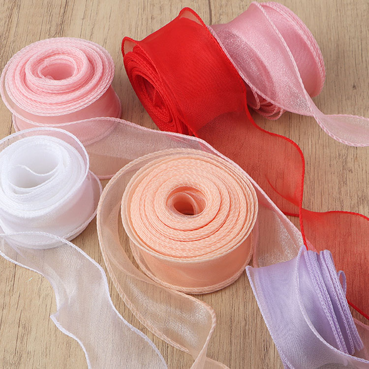 Fresh Fish Tail Chiffon Ribbon Silk Pearl Edge Handmade Edging Packaging Ribbon Bouquet Wrapping Bow Drying Ribbon