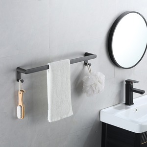 Ensemble de porte-serviettes de salle de bain en acier inoxydable noir, étagère murale avec porte-papier toilette et panier d'angle - Product Image 6
