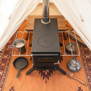 Wood Burning <b>Stove</b> Cast Iron Foldable Portable Camping <b>Stove</b> With Ash Box And Adjustable Legs - Product Image 1