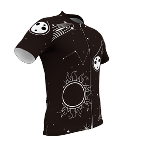 HIRBGOD Maillot de <span class=keywords><strong>cyclisme</strong></span> Aero Fit unisexe motif planète noire adapté à la course avec manches rondes trois poches arrière - Product Image 2