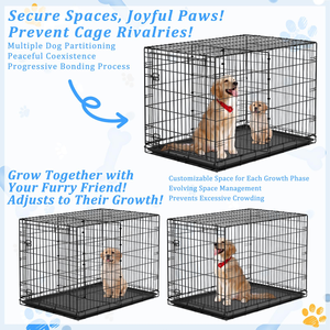 Double Door Indoor Outdoor Pet Dog Kennel Crate Cage With Black Metal Foldable Heavy Duty Large Dog Cages Metal Kennels - Product Image 4