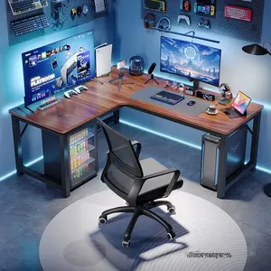 <span class=keywords><strong>Scrivania</strong></span> da Gaming ad Angolo a L, Postazione Computer per E-sports, <span class=keywords><strong>Scrivania</strong></span> Doppia per Casa, Combinazione con Libreria per Camera da Letto, <span class=keywords><strong>Scrivania</strong></span> da Ufficio Artificiale - Product Image 4