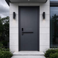 Pintu Masuk Villa Minimalis Abu-abu Tua Berbahan Aluminium Thermal Break dengan Insulasi Suara untuk Cuaca Dingin