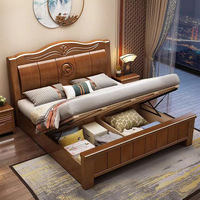 Lit king size en bois massif JY-B017, style chinois moderne simple et économique, meubles de chambre à coucher avec rangement, lit queen size