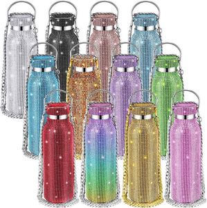 Botella de Agua de Acero Inoxidable de Doble Pared con Aislamiento al Vacío, de Alta Calidad, Lujosa, Brillante, con Pedrería, Libre de BPA y a Prueba de Fugas - Product Image 2