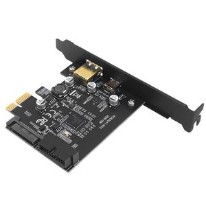TISHRIC PCIE 1X <span class=keywords><strong>3</strong></span>.0 ke USB <span class=keywords><strong>3.2</strong></span> Gen 1 kartu ekstensi tipe-c 10gbps kartu Riser tambahan 19 PIN adaptor antarmuka - Product Image 1