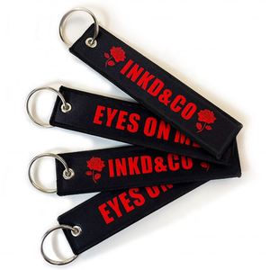 Manufacturer Promotional <b>Custom</b> Fabric Woven Jet Tag With Ring Rings Holder Luggage and Bag Accessories <b>Key</b> Chain - Product Image 1