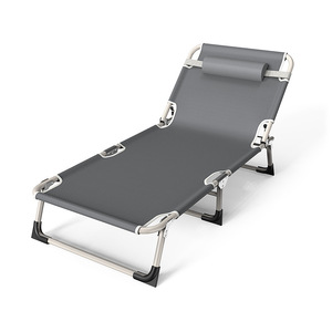 Lit de camp inclinable réglable à 4 positions, pliable et portable, en métal, pour camping en extérieur, plage, chambre et salon, 1 pliage - Product Image 2