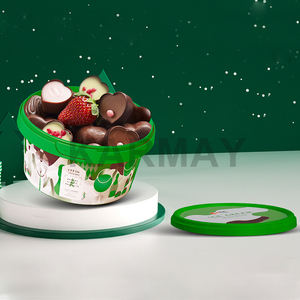 Nouveaux pots ronds de chocolat de noël en plastique d'emballage alimentaire - Product Image 3