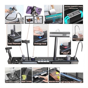 Lavello da Cucina Multifunzionale Smart a Cascata di Alta Qualità, Nuove Tendenze 2025, Fatto a Mano, <span class=keywords><strong>con</strong></span> Supporto per Telefono e Pistola Spray - Product Image 4