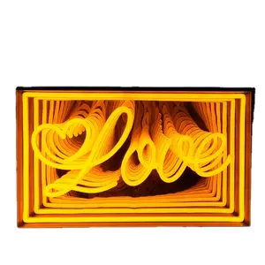 Hoge Helderheid Aangepaste Afbeelding Logo Tekst Led Infinity Spiegel Frame Gepersonaliseerde Koele Oneindige Led Tunnel Lamp Neon Bord