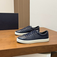 Sneakers pour hommes en cuir grainé de luxe de style designer de haute qualité, avec broderie simple, légères, antidérapantes et respirantes