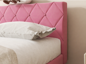 <span class=keywords><strong>Lit</strong></span> pour chambre <span class=keywords><strong>de</strong></span> fille, cadre <span class=keywords><strong>de</strong></span> <span class=keywords><strong>lit</strong></span> rose avec tête <span class=keywords><strong>de</strong></span> <span class=keywords><strong>lit</strong></span> rembourrée en tissu - Product Image 3