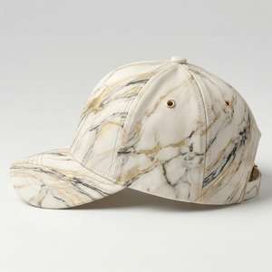 Casquette de baseball unisexe 6 panneaux à impression intégrale, style sportif et tendance, structure ajustée, or, blanc, noir, décontractée, polyester/coton, OEM ODM - Product Image 3