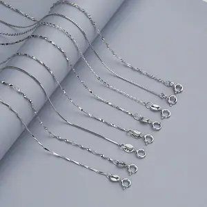 Genuine 925 Sterling Silver Fashion Water-wave Snake Box Chain For Woman 40cm/45cm Chain Necklace Fine Jewelry Wholesale DC06
