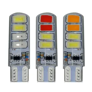 Bombilla Led de silicona T10 194 W5W para Interior de coche, luz de lectura para techo, luz de matrícula lateral de cuña, 6SMD 12V, color blanco