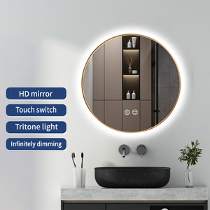 Miroir de salle de bain mural en or de haute qualité pour hôtels Design moderne écran tactile anti-buée LED illuminé avec rétro-éclairage - Product Image 2