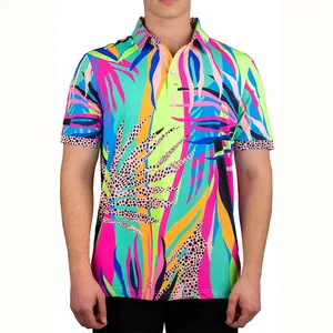 Yingling Custom Designer Logo Polyester Doodle All Over Print Sublimation Lisle Self Collar Men Performance Golf Polo Neck Shirt