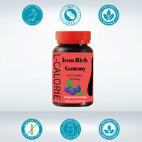 Gummies de Fer pour Adultes OEM ODM - 18mg Haute Puissance, Supplément de Fer, Vitamine C, Énergie, Soutien Sanguin, Amélioration de la Densité Osseuse, Végétalien, Sans OGM
