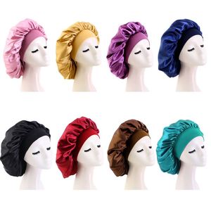 Low Moq Logotipo personalizado Patrón Embalaje Satin Hair Bonnet Doble capa Unisex Sleep Cap - Product Image 3