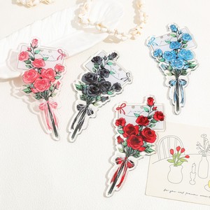 Support de présentation personnalisé en acrylique transparent double face avec motif de dessin animé, fleurs, rose, badge - Product Image 1
