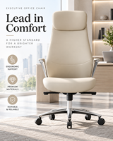 Chaise de bureau de direction en cuir à dossier haut, ergonomique et pivotante, pour un espace de travail professionnel de luxe
