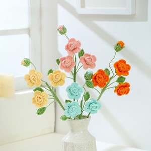 Nouveauté Fleurs en crochet tricotées Décorations 2025 <span class=keywords><strong>Hortensia</strong></span> Rose des prés Feuilles de lotus pour Noël Graduation Pâques - Product Image 4