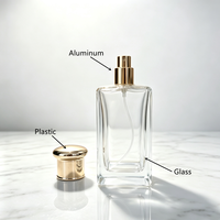 Flacon pulvérisateur de parfum en verre transparent carré de 100 ml, rechargeable, à fond épais, atomiseur de parfum, vente en gros