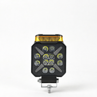 TENGYUE 12V 24V 4 Zoll Quadratisches LED-Arbeitslicht mit Bernsteinfarbenem Blitz-Warnlicht 1430LM für LKW Traktor Offroad