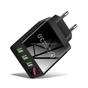 Manufacturer Wholesale 3-Port USB Wall Charger with Digital Display for Fast Charging <b>UK</b> EU US <b>Plug</b> Head - Product Image 4
