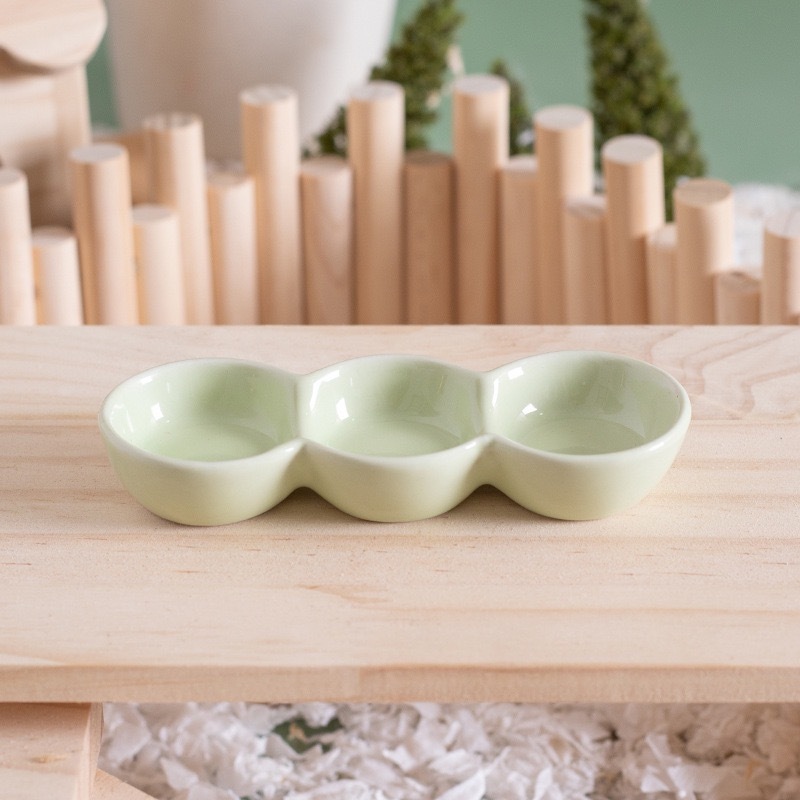 Plat 3 compartiments pour petits animaux-vert