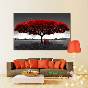 Nordic Modern Red Tree Landscape Wall Art Canvas <span class=keywords><strong>poster</strong></span> stampe immagini a <span class=keywords><strong>parete</strong></span> senza cornice <span class=keywords><strong>per</strong></span> <span class=keywords><strong>ufficio</strong></span> soggiorno Home Decor Artwork - Product Image 4