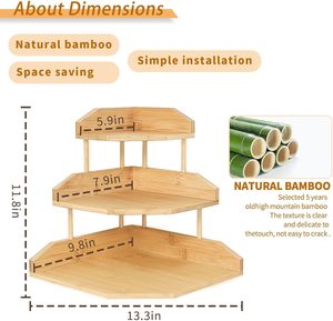 3-Tier Solid Wood <strong>Corner</strong> <strong>Console</strong> <strong>Table</strong> Open Shelves Modern Display Storage Rack Living Room Entry Home Office Garage Grey Green - Product Image 2